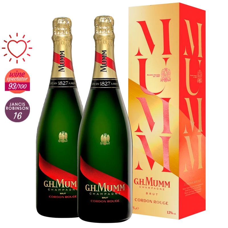 Pack 2 Champagne G.H. Mumm (Cordon Rouge) Brut Champagne - in astuccio